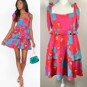 SHOW ME YOUR MUMU Floral Mini Dress Bethany Blooms Pink Party Preppy Wedding L
